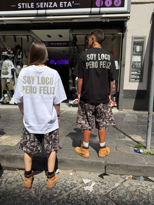 T-Shirt Soy Loco Però Feliz Brillantini