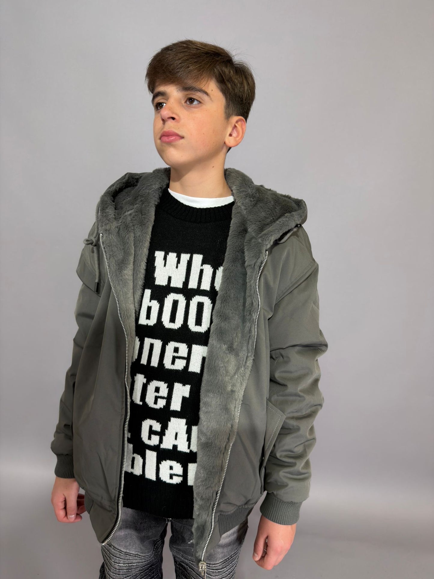 Ragazzo Giubbotto Pelliccia Reversibile PREMIUM