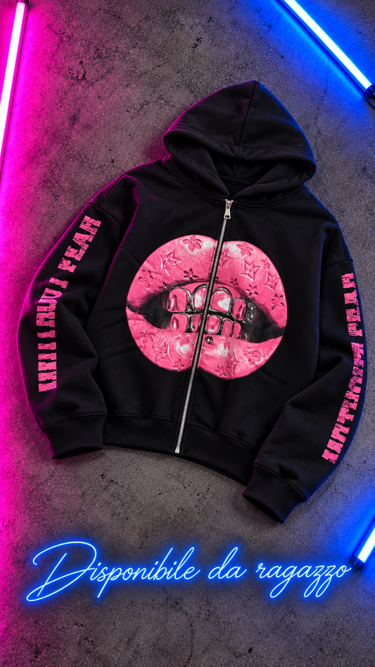 Ragazzo Felpa Pink Lips zip
