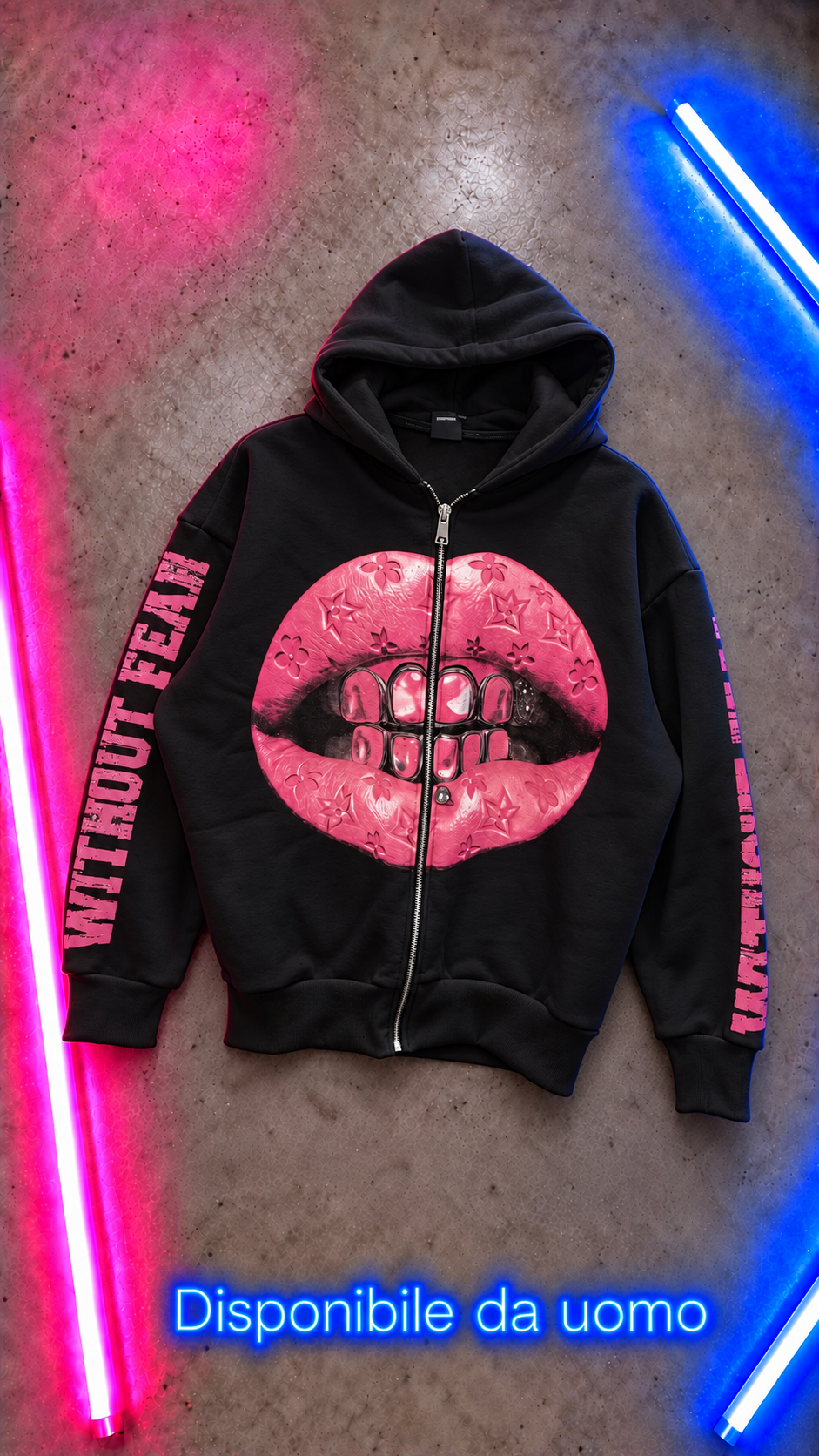 Felpa Pink Lips Zip