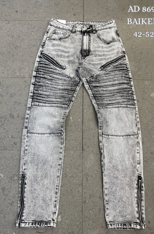 Jeans Biker Grigio Chiaro