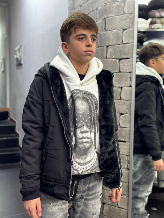 Ragazzo Giubbotto Pelliccia Reversibile