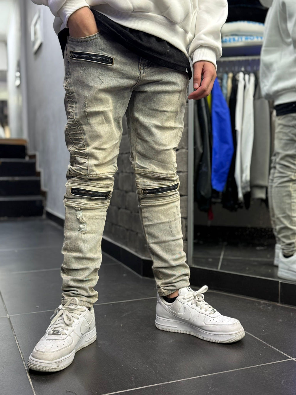 Ragazzo Jeans Biker Sabbia
