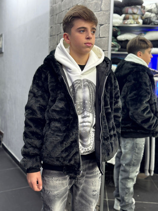 Ragazzo Giubbotto Pelliccia Reversibile