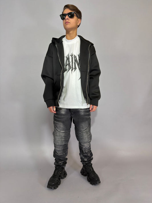 Jeans Biker Zip Sfumato