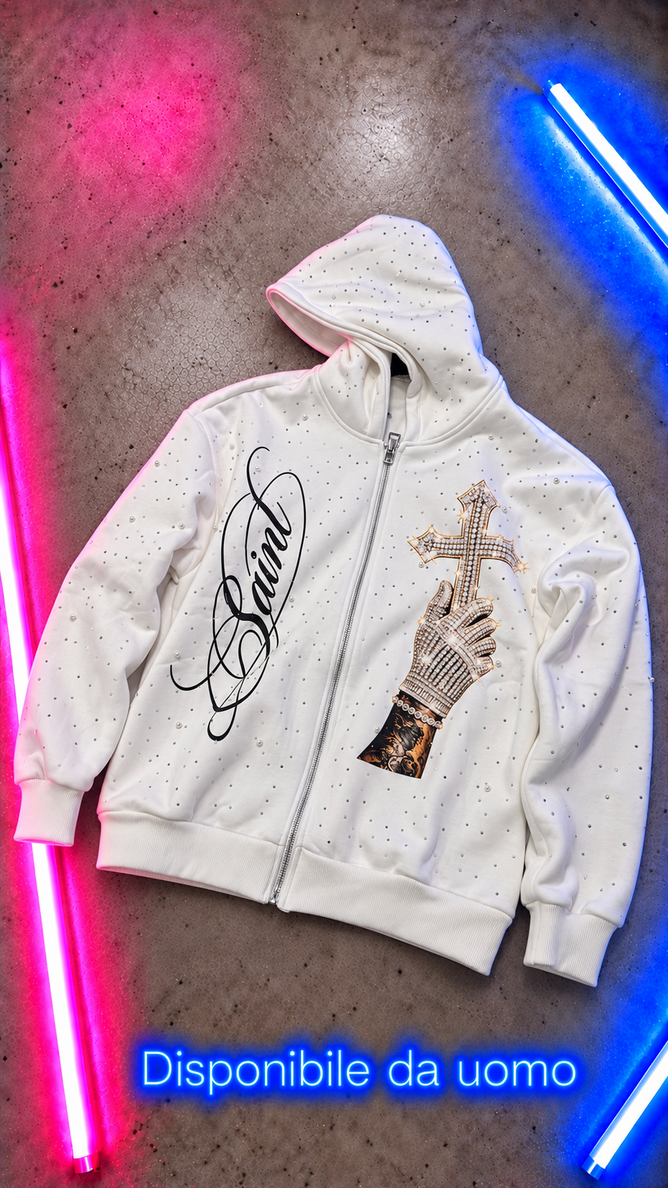 Felpa Zip Strass Sant