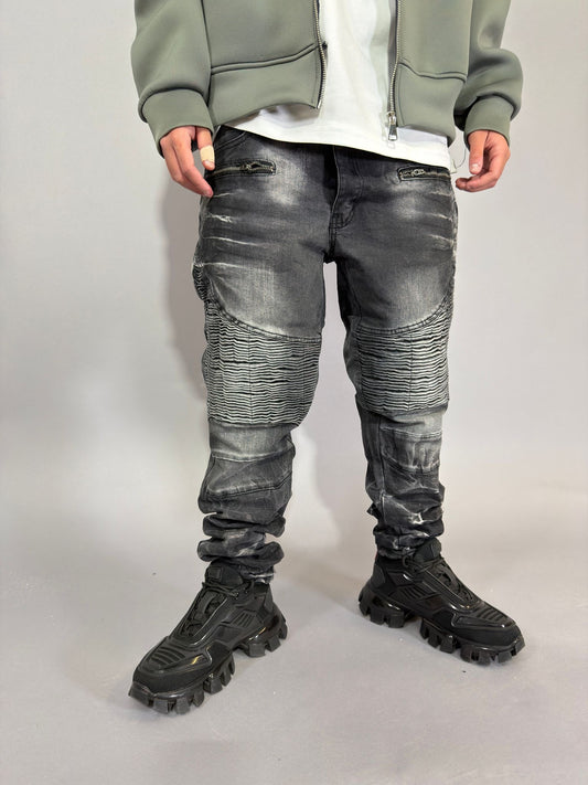 Jeans Biker Zip Sfumato