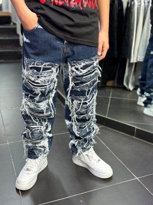 Ragazzo Jeans Ripped Blu&White