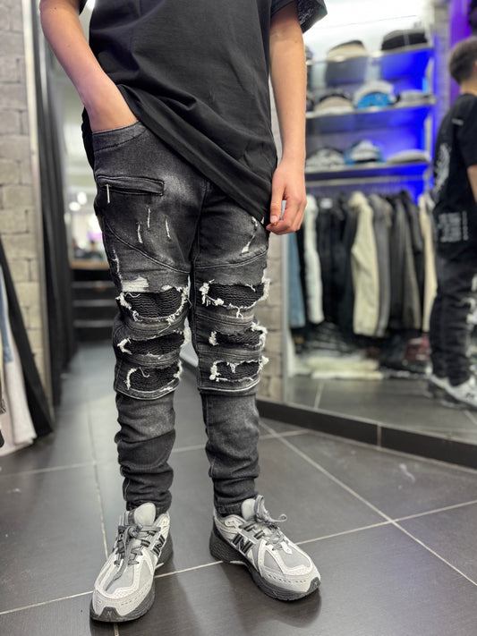 Ragazzo jeans biker black grey
