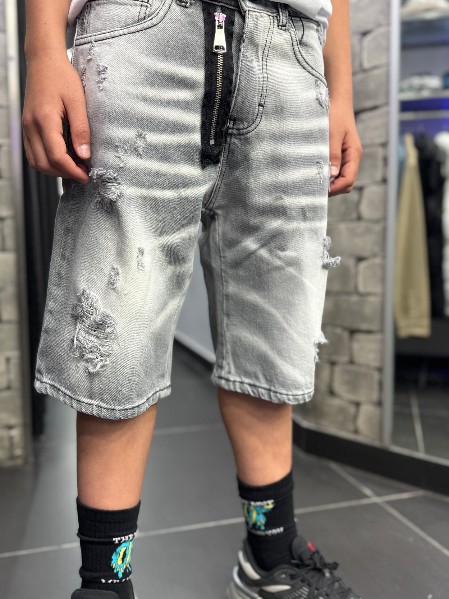 Ragazzo Bermuda grey zip