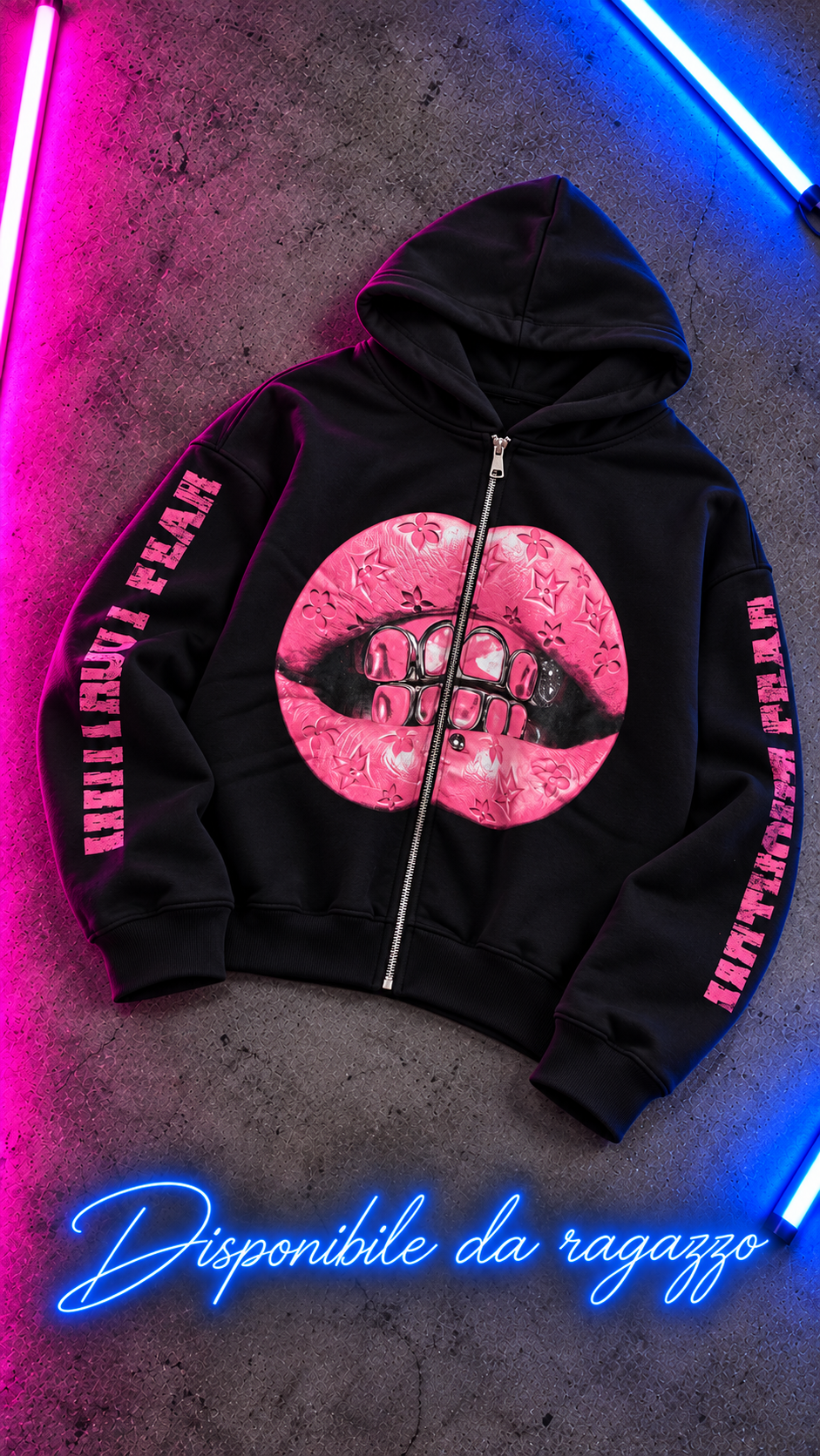 Ragazzo Felpa Pink Lips zip