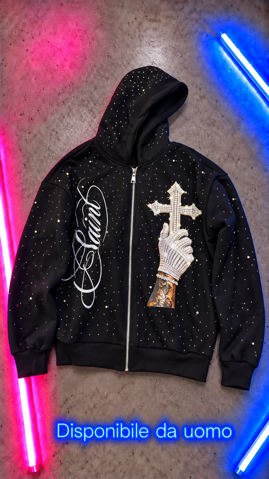 Felpa Zip Strass Sant