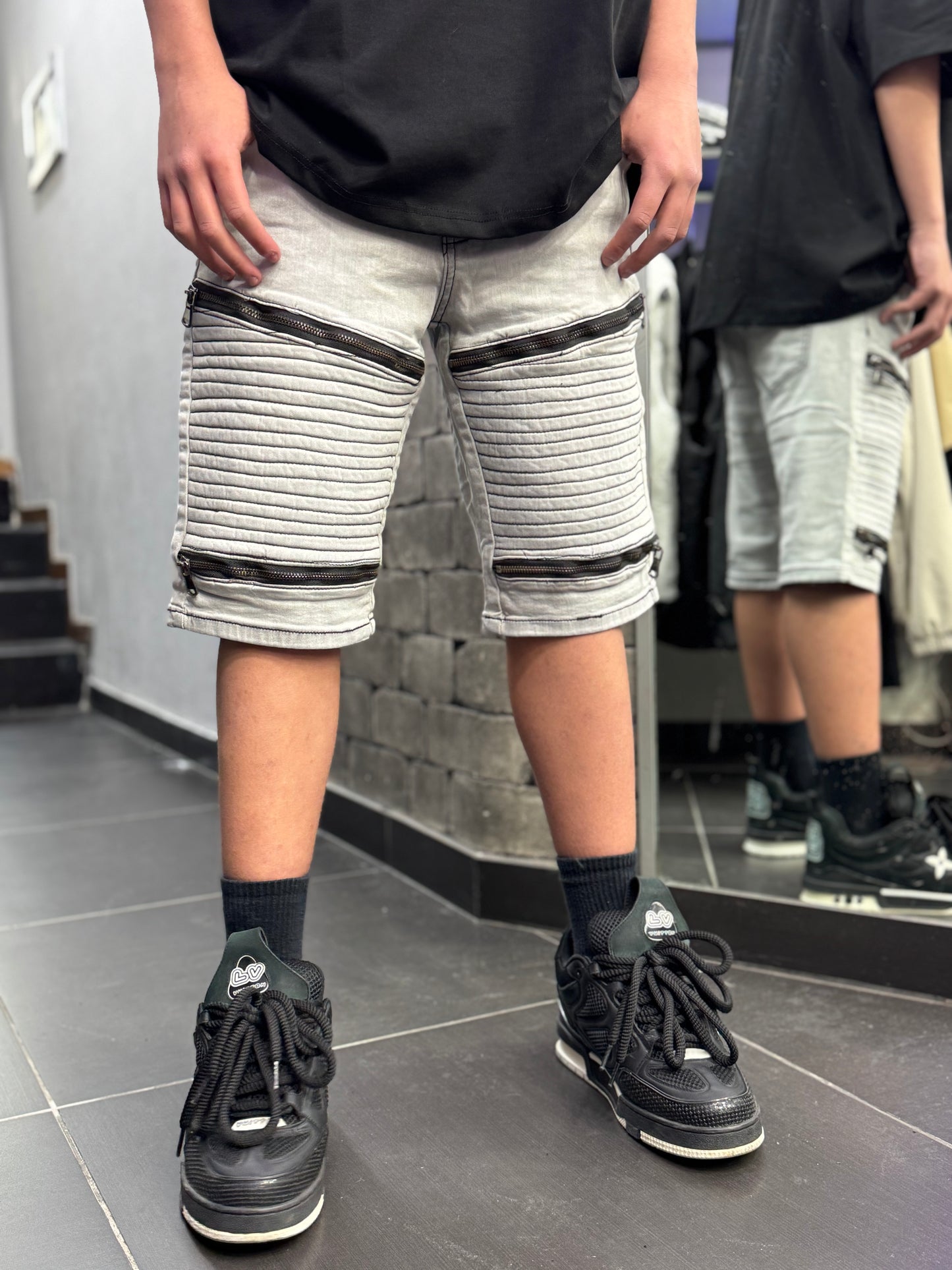 Jeans Bermuda Biker Grey
