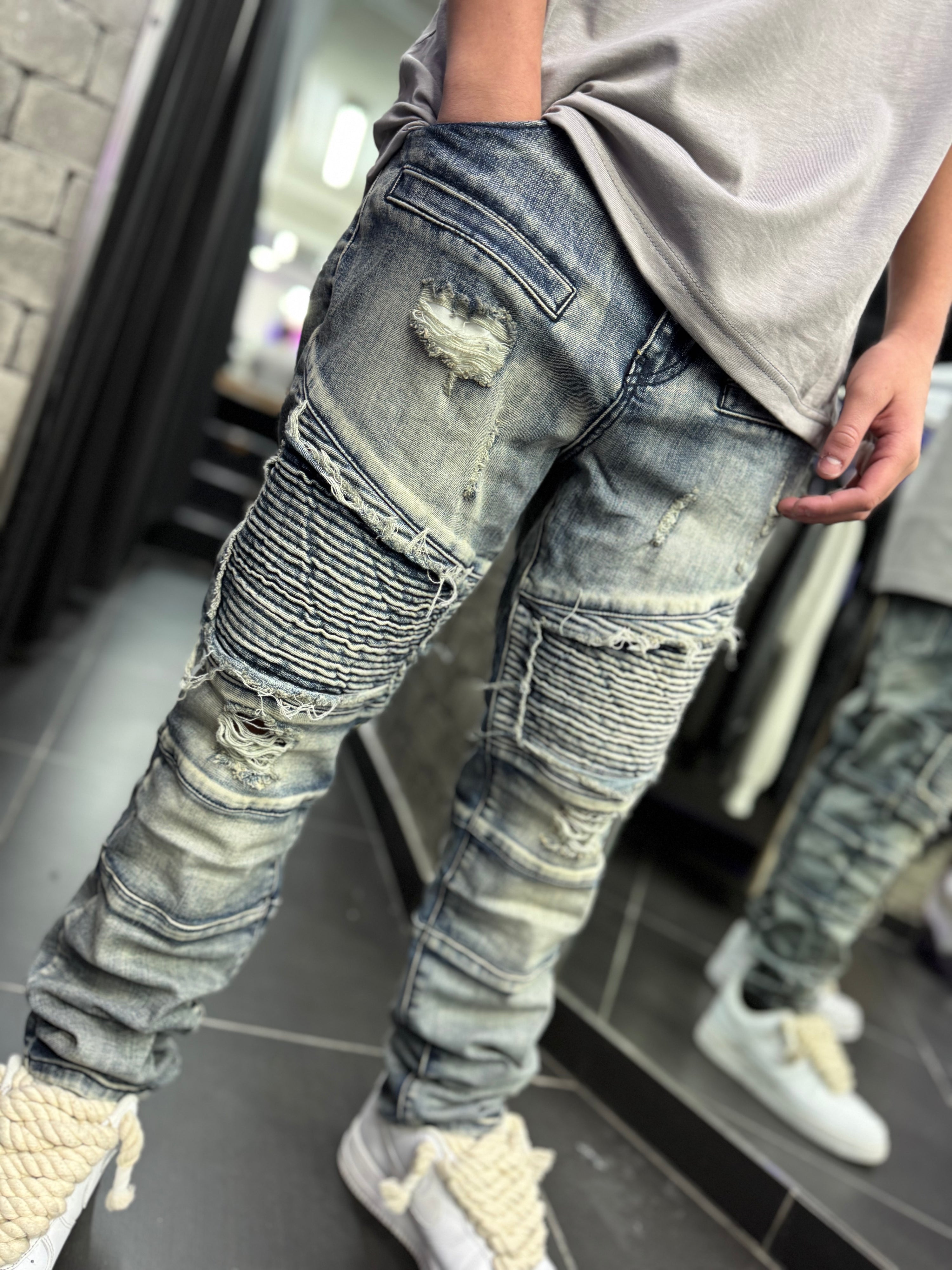 Jeans Biker Sabbiato