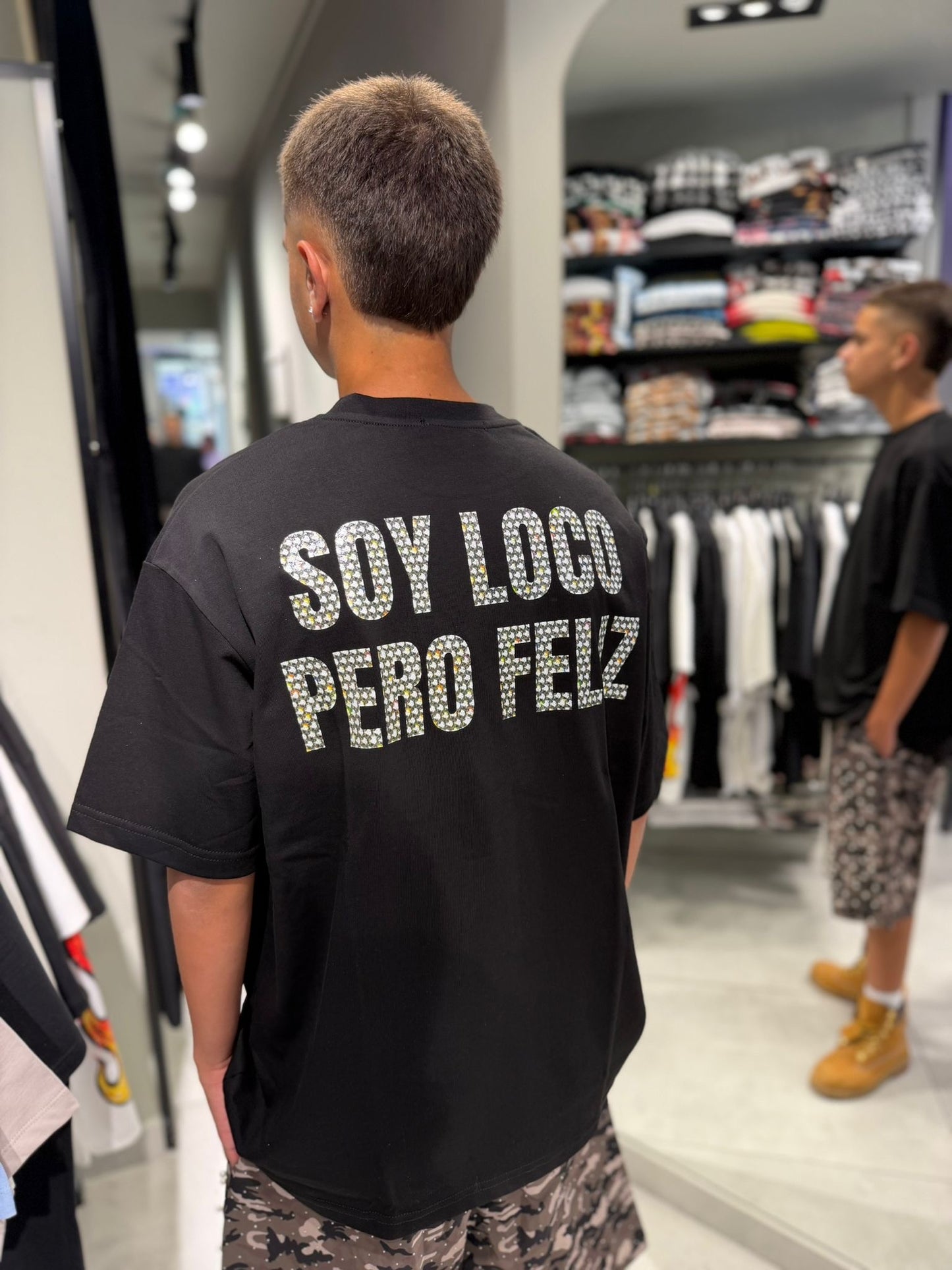 T-Shirt Soy Loco Però Feliz Brillantini