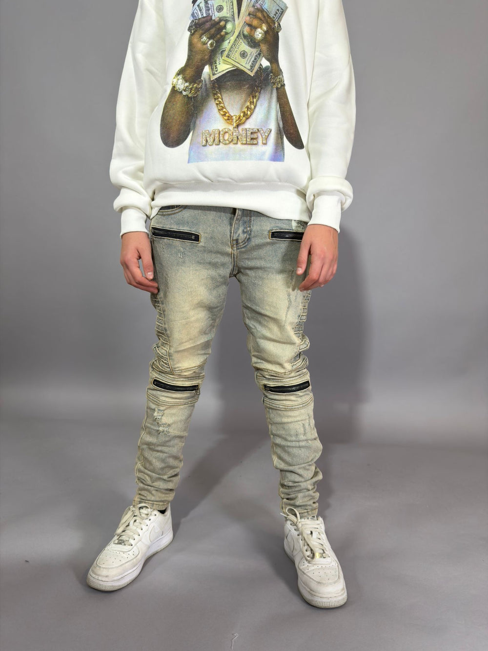 Ragazzo Jeans Biker Sabbia