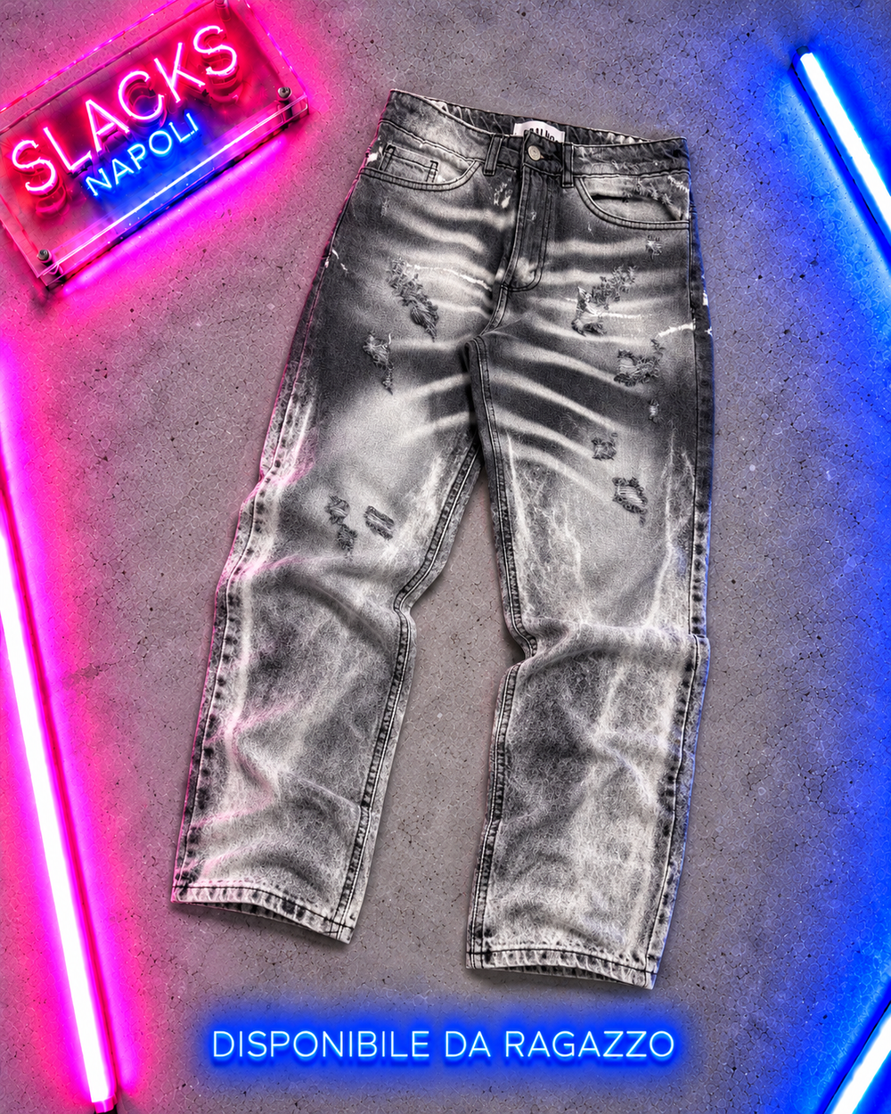 Ragazzo Jeans Baggy Grigio Sfumato