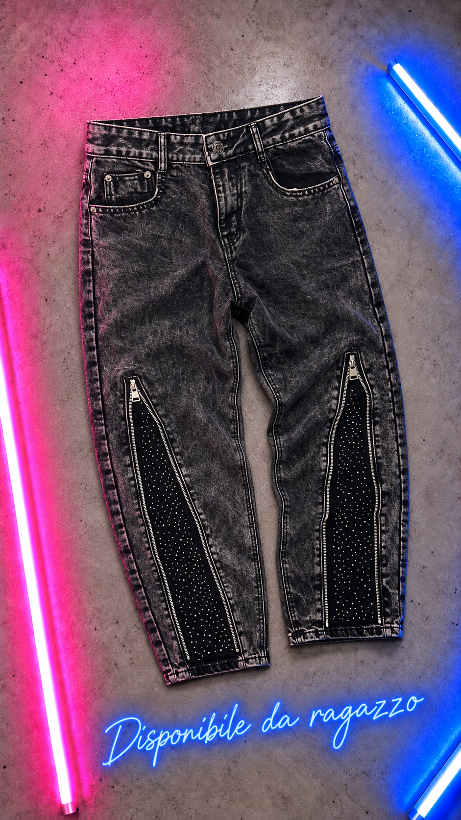 Ragazzo Jeans Zip Brillantini