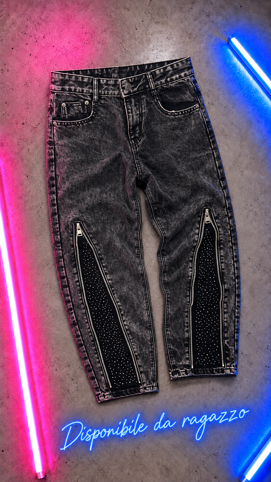 Ragazzo Jeans Zip Brillantini