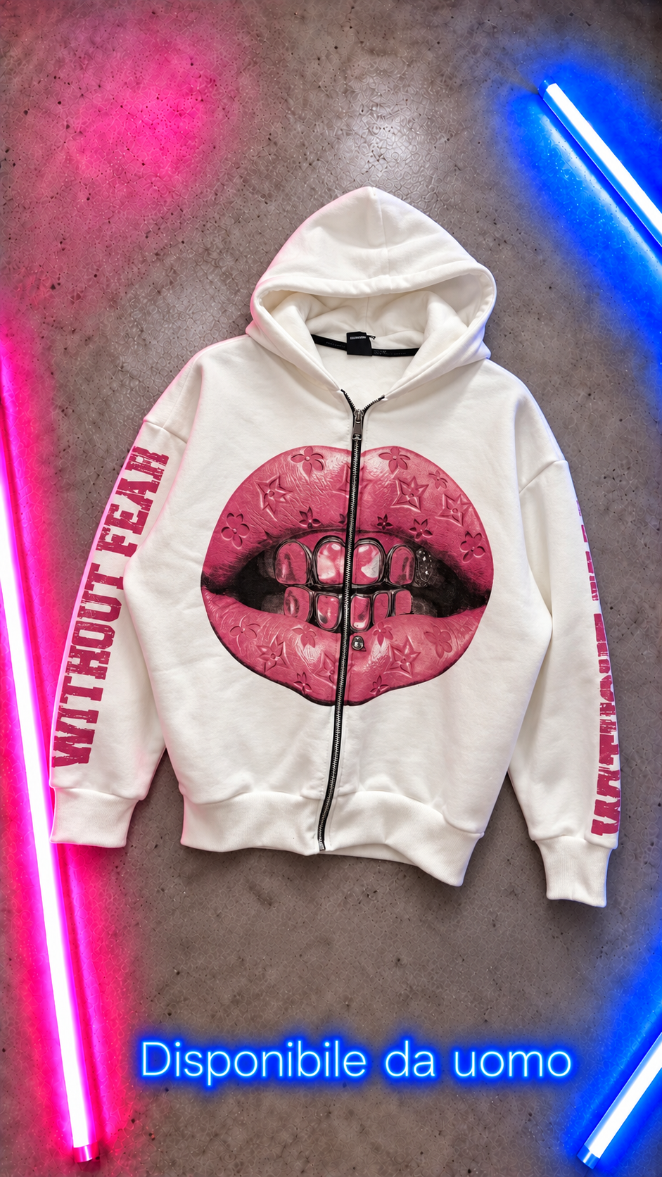 Felpa Pink Lips Zip