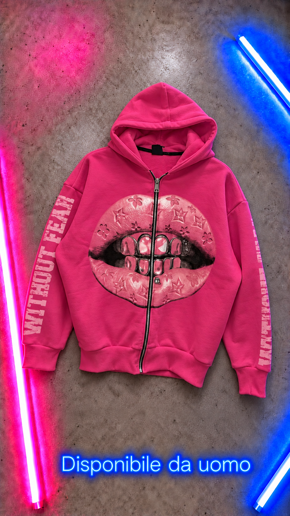 Felpa Pink Lips Zip