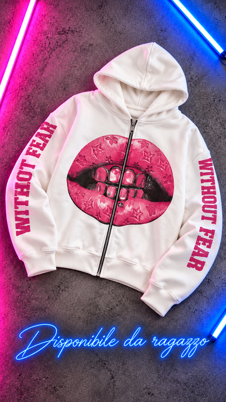Ragazzo Felpa Pink Lips zip