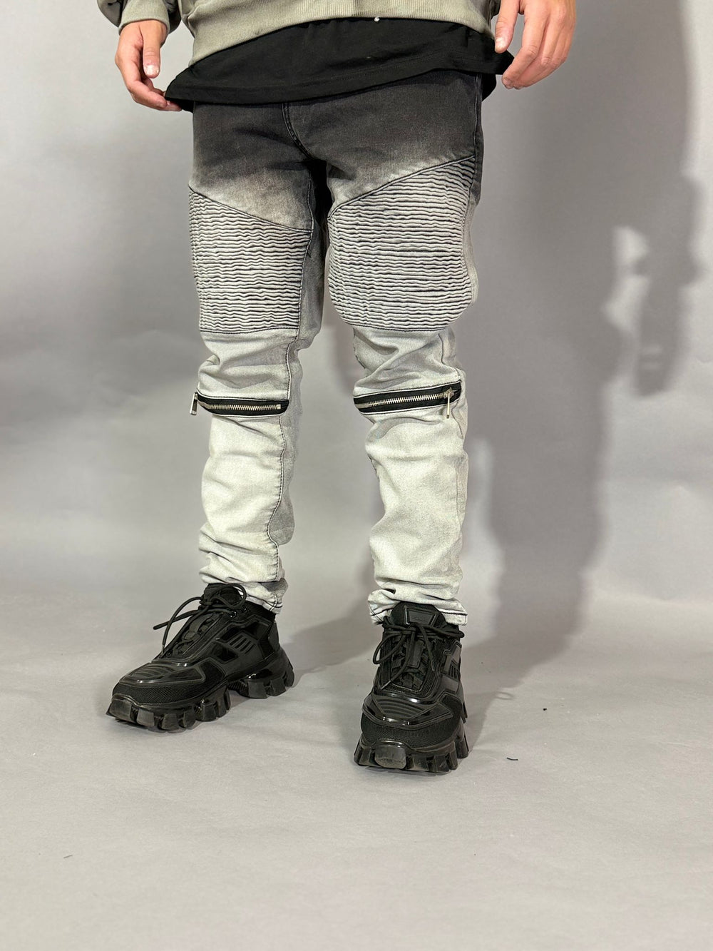 Jeans Biker Sfumato Nero