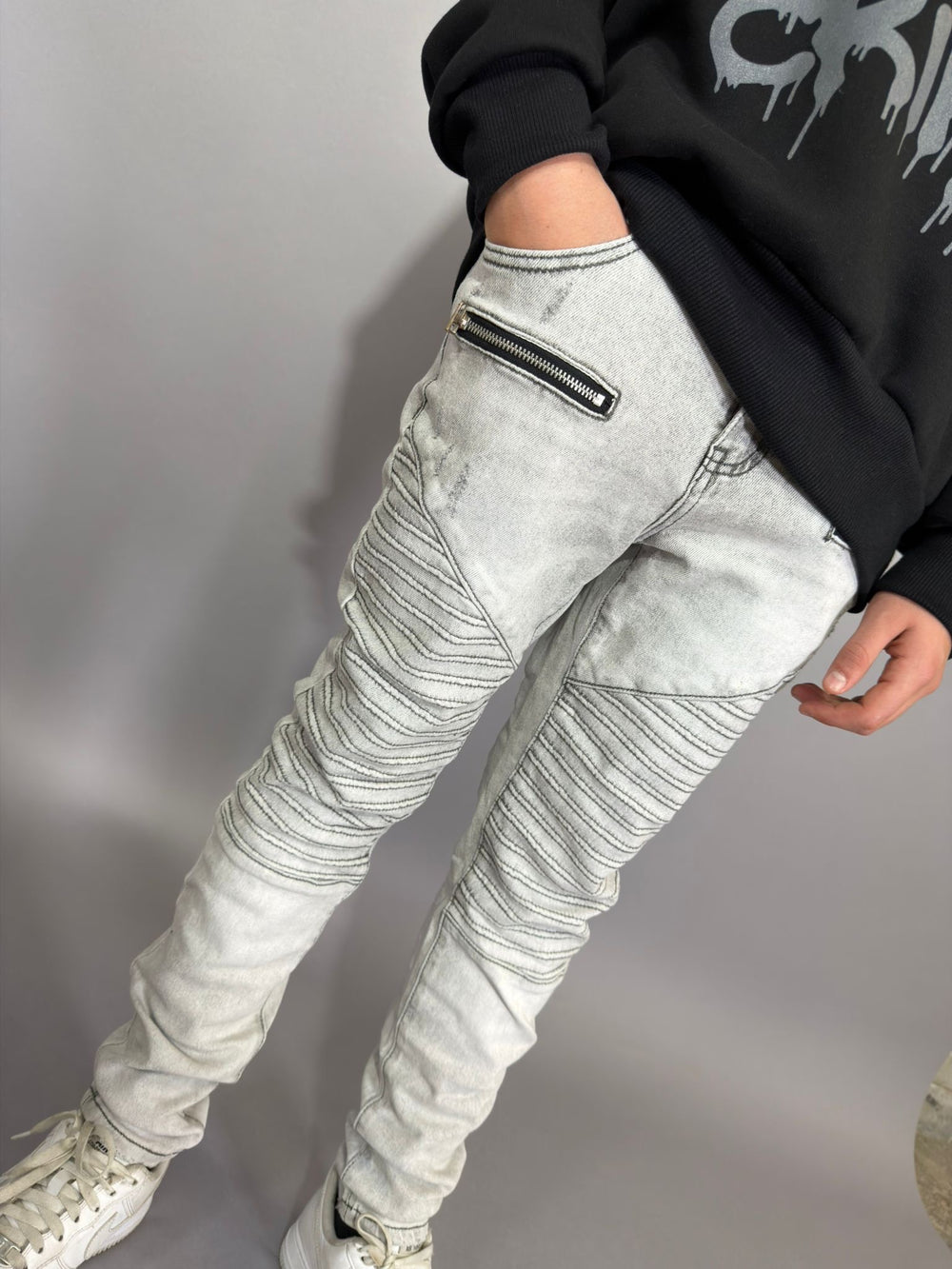 Ragazzo Jeans Biker Grey zip
